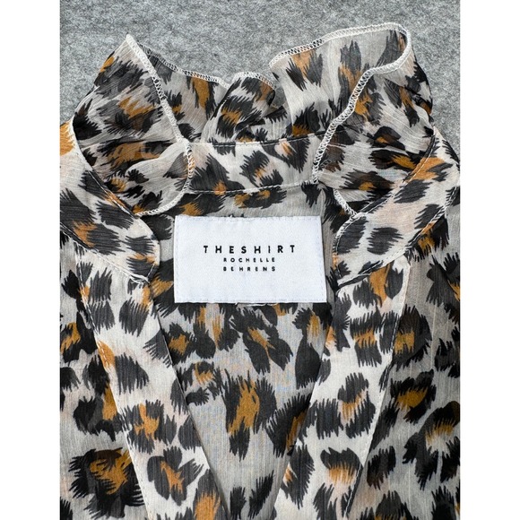 THESHIRT Rochelle Behrens The Madeline‎ Shirt Leopard Ruffle Long Sleeve - Picture 5 of 7